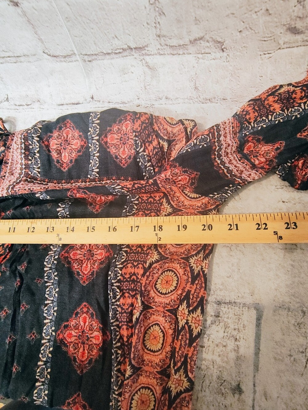 Lucky Brand Gauzy Boho Celestial Tie Front Tunic Top Large Market - Picture 9 of 12